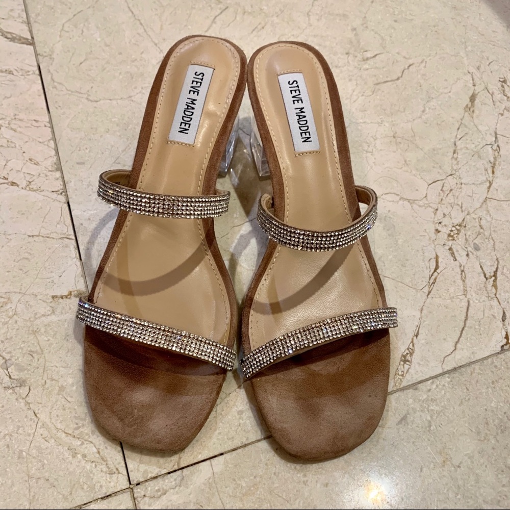Steve Madden | Silver Suede Small Chunky Heels